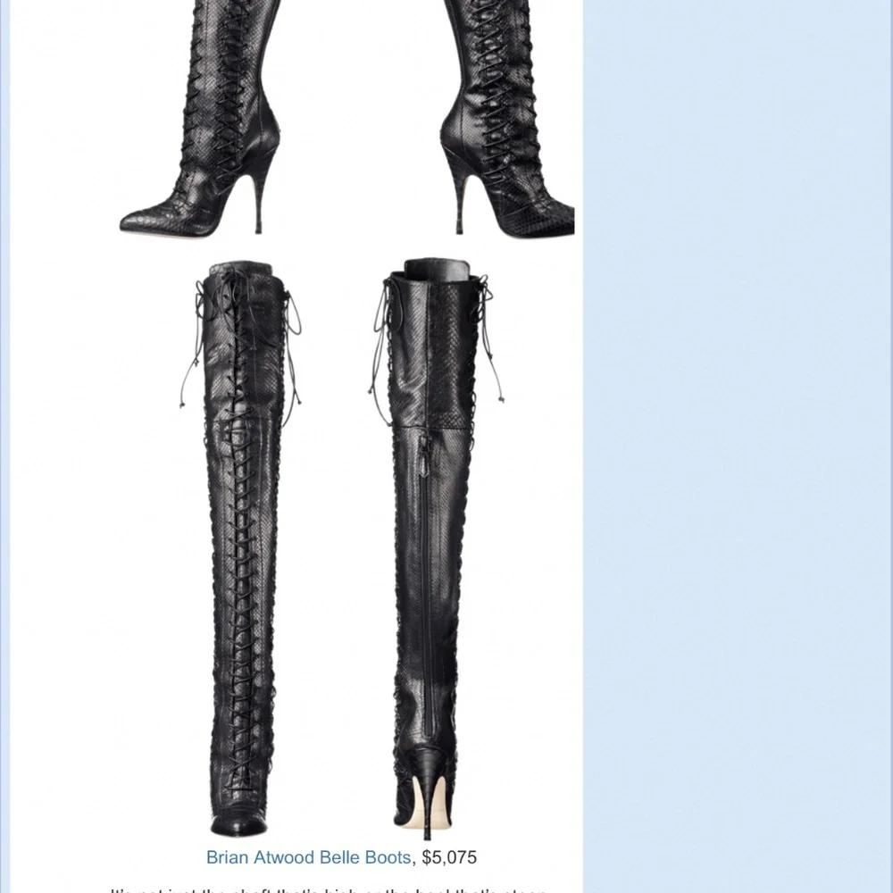 Brian Atwood Belle Cheetah Leapoard Leather CalfHair LaceUp Thigh Boots NEW 38 - Picture 10 of 11